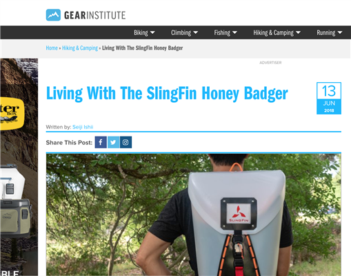 Gear Institute: Living With The SlingFin Honey Badger