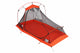 A lightweight orange and gray pole-supported tent with two doors and large vestibules on either end.